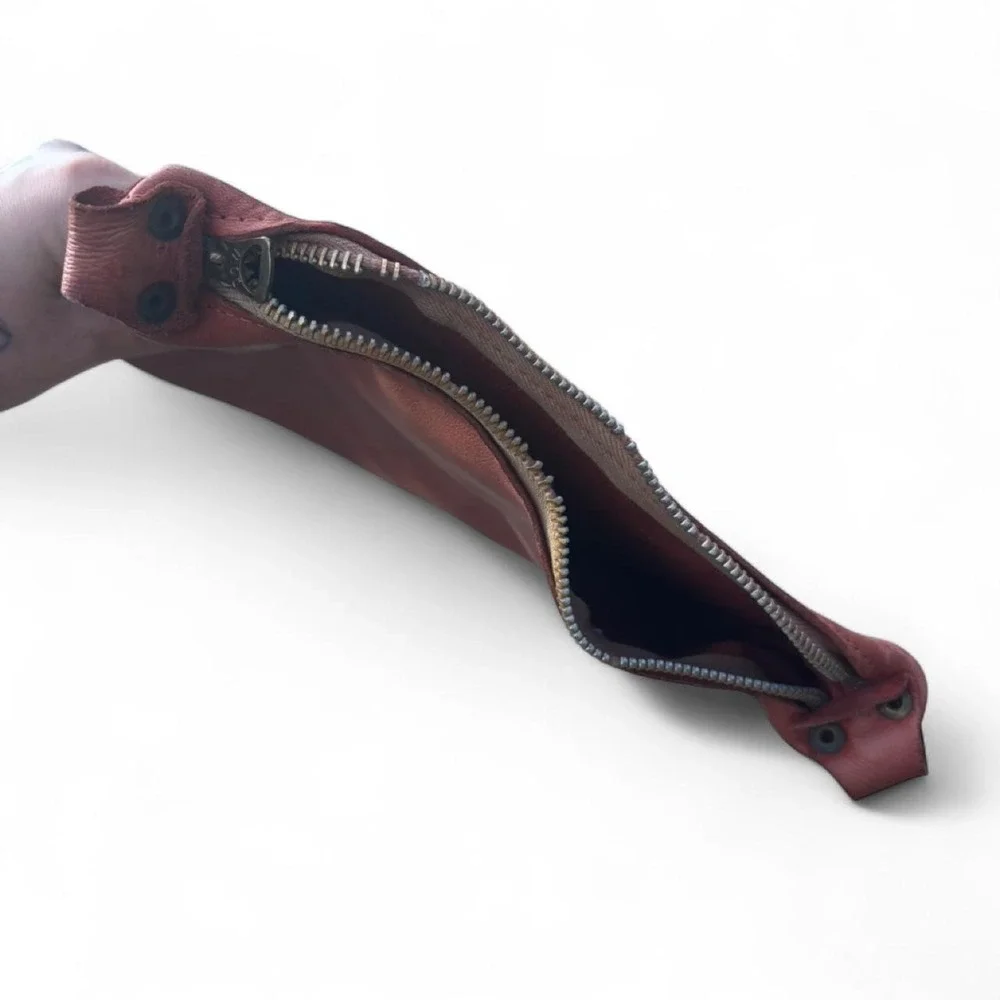 Red - brown leather pouch